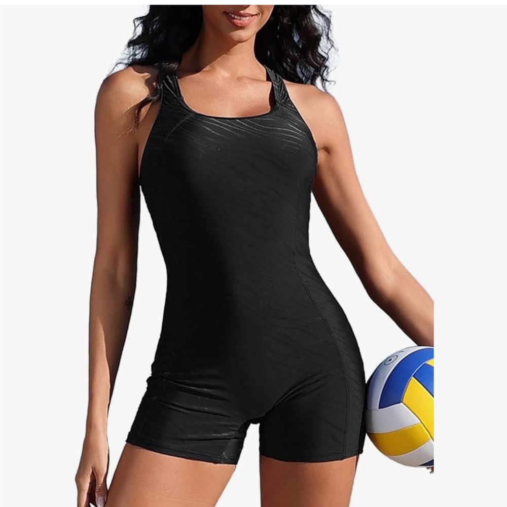 Women's Black Faux Shark Skim Swim Suit
